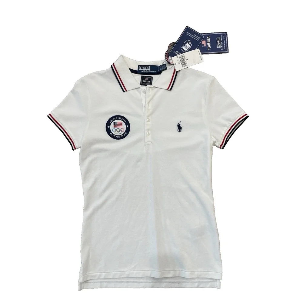 NWT Boy's‎ Ralph Lauren Olympic Team USA Polo Size Small White Mesh Logo Shirt